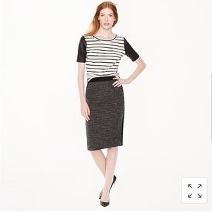 J. Crew Classic Wool Pencil Skirt in Herringbone Colorblock